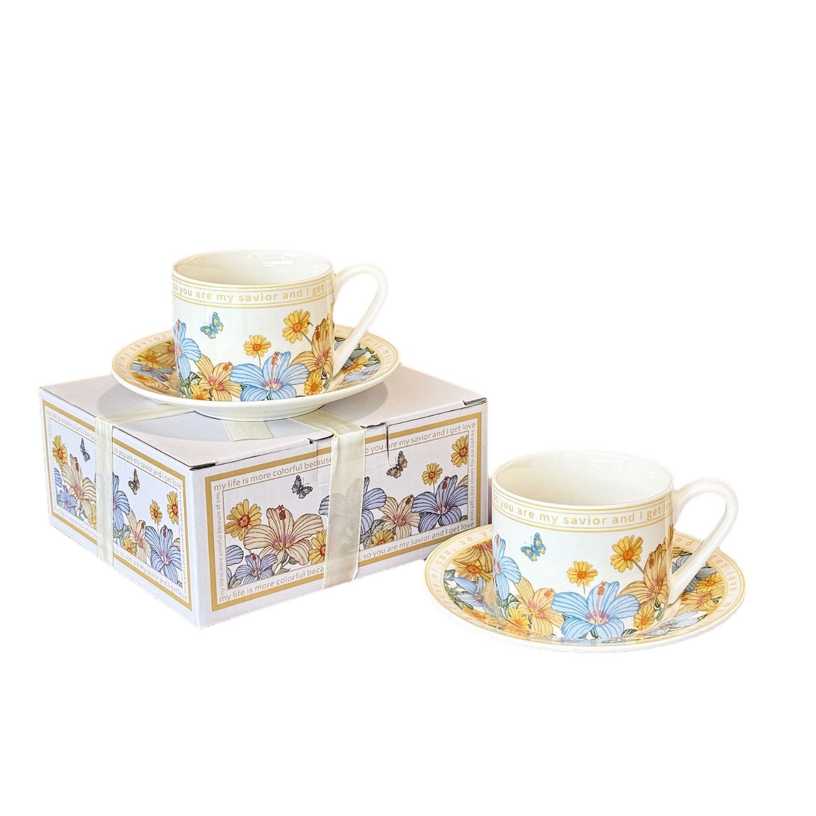 Floral Coffee Cup and Saucer Gift Set