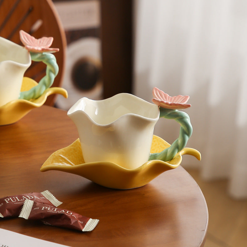 Ceramic Butterfly Flower Mug