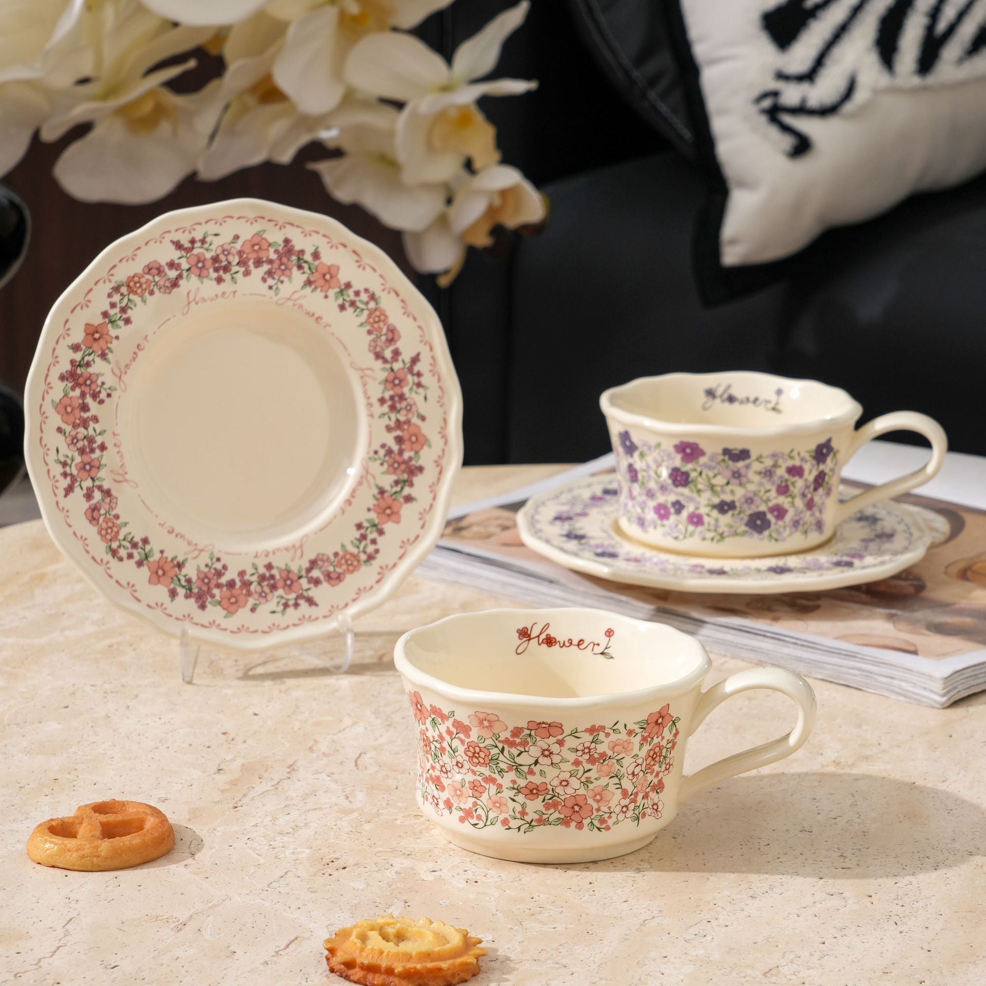 Ditsy Floral Coffee Cup and Saucer Set