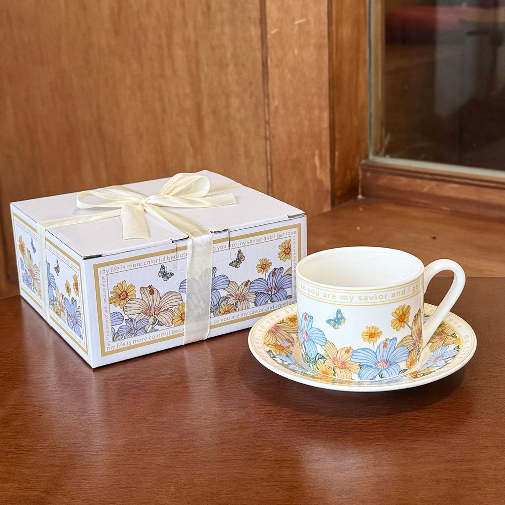 Floral Coffee Cup and Saucer Gift Set