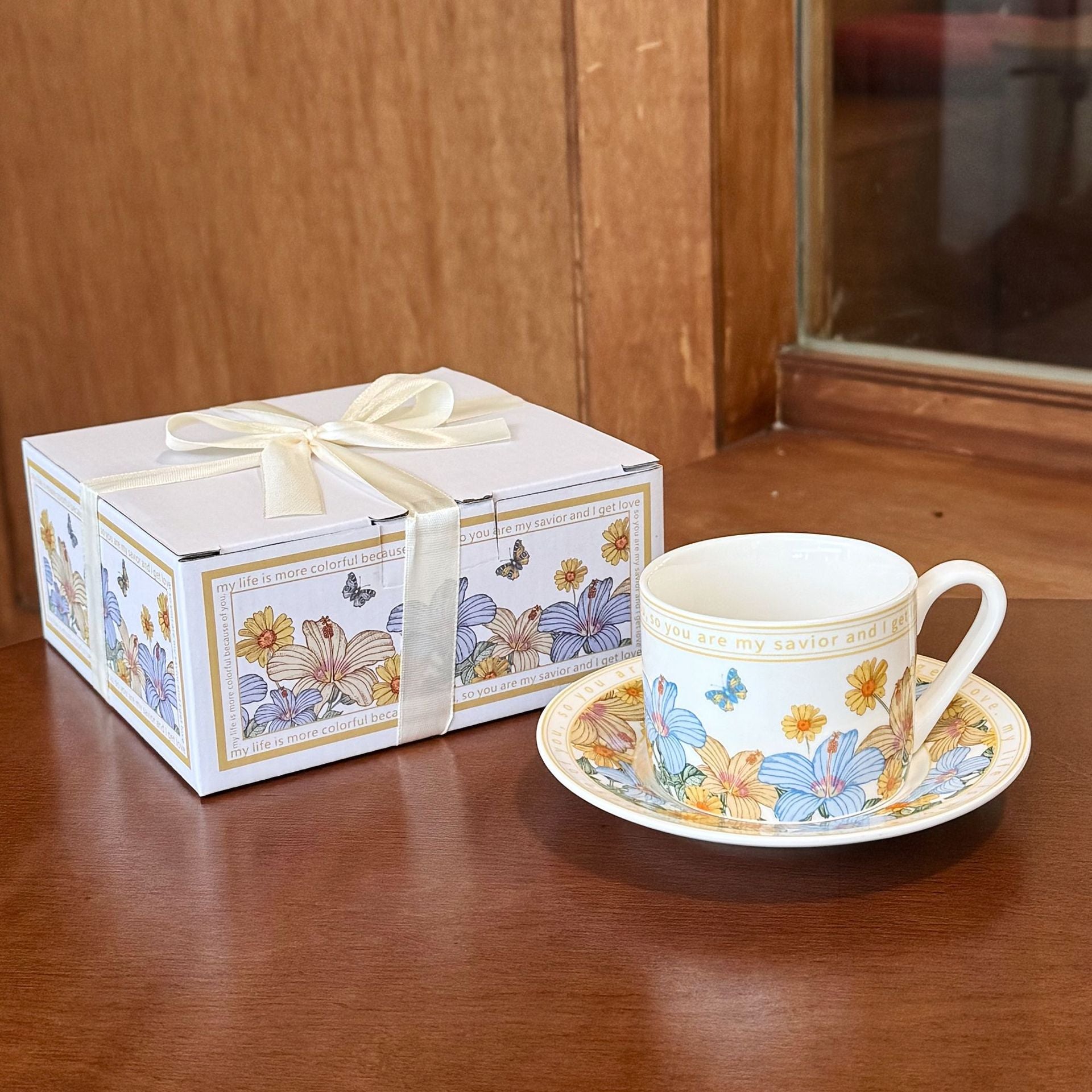 Floral Coffee Cup and Saucer Gift Set