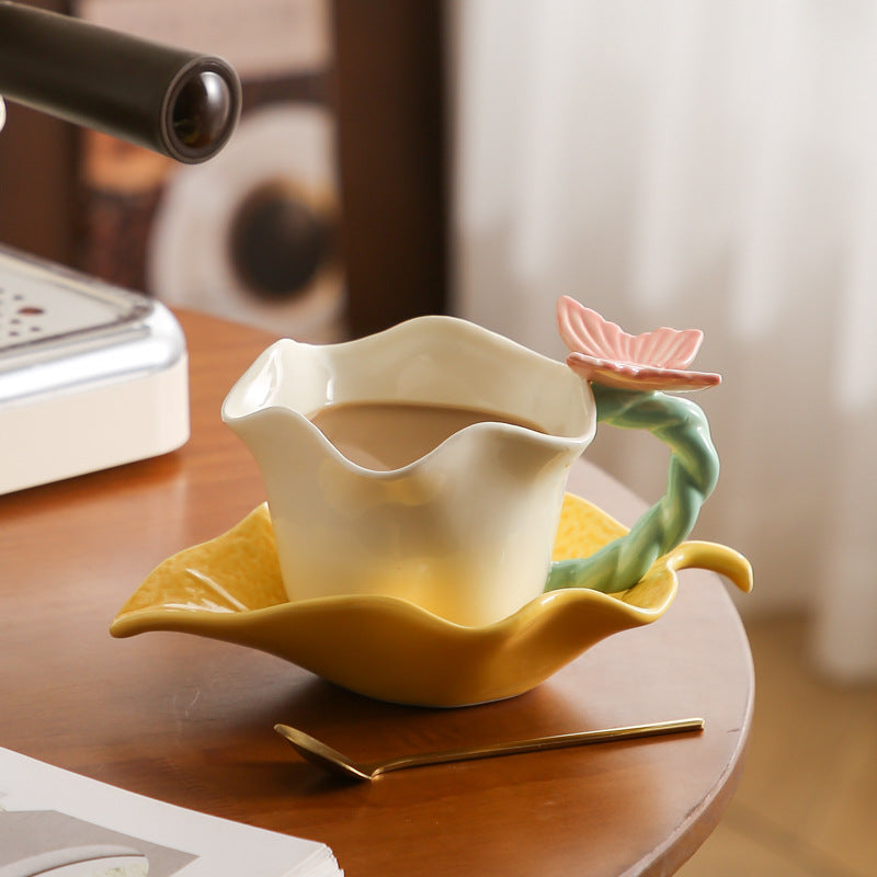 Ceramic Butterfly Flower Mug