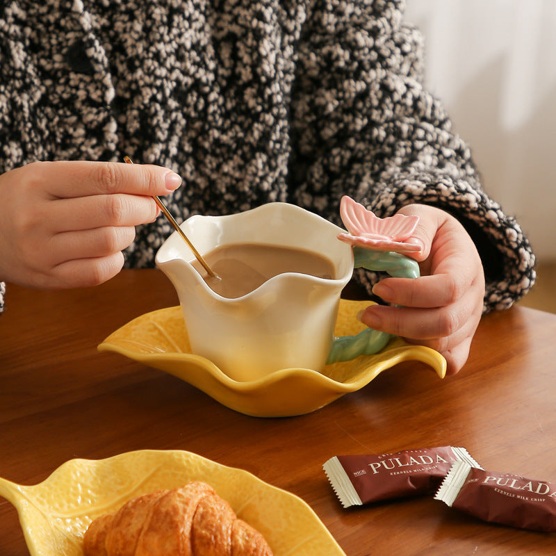 Ceramic Butterfly Flower Mug