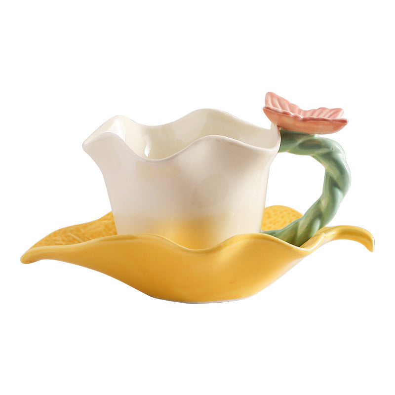 Ceramic Butterfly Flower Mug