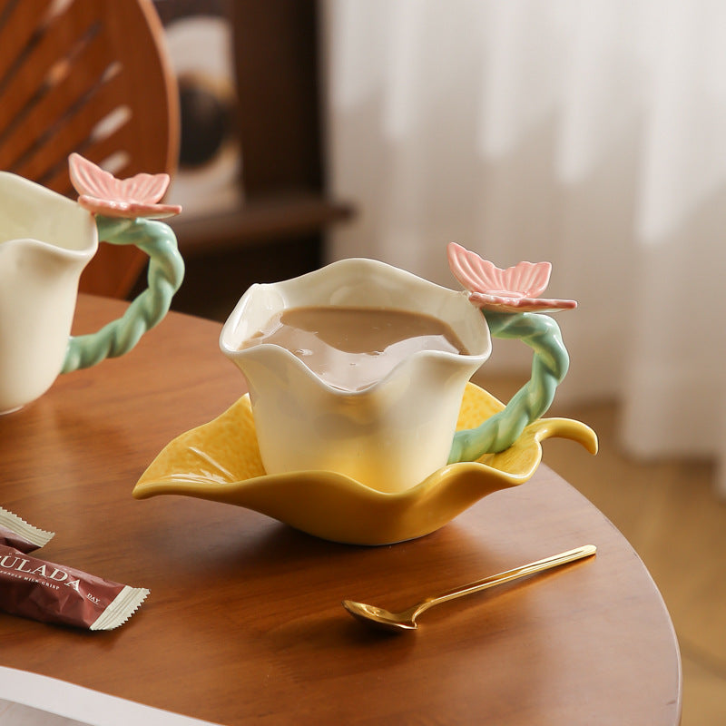 Ceramic Butterfly Flower Mug