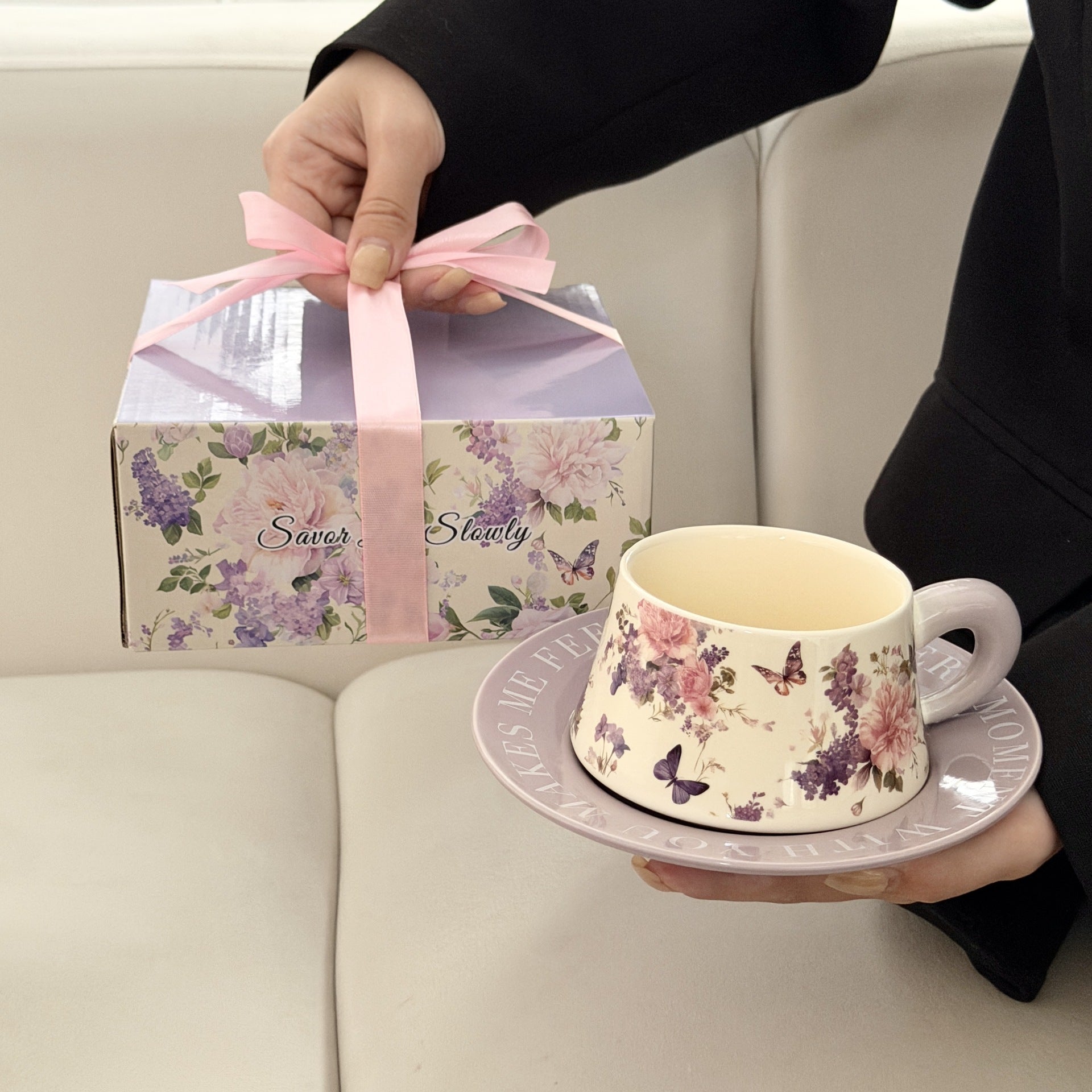 Peony Coffee Cup and Saucer Gift Set